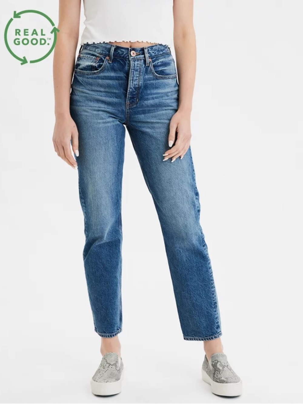 American Eagle Highest Rise 90s Boyfriend Jeans 4 medium Wash Stretch casual